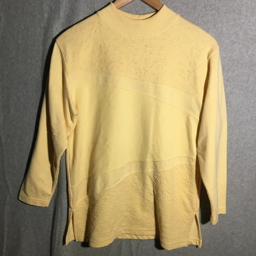 Womens Blast Sweater Textured Art Decor Artsy Abstract Vintage Casual Yellow